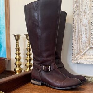 Allonsi Aida Buckle Riding Boots Brown Leather